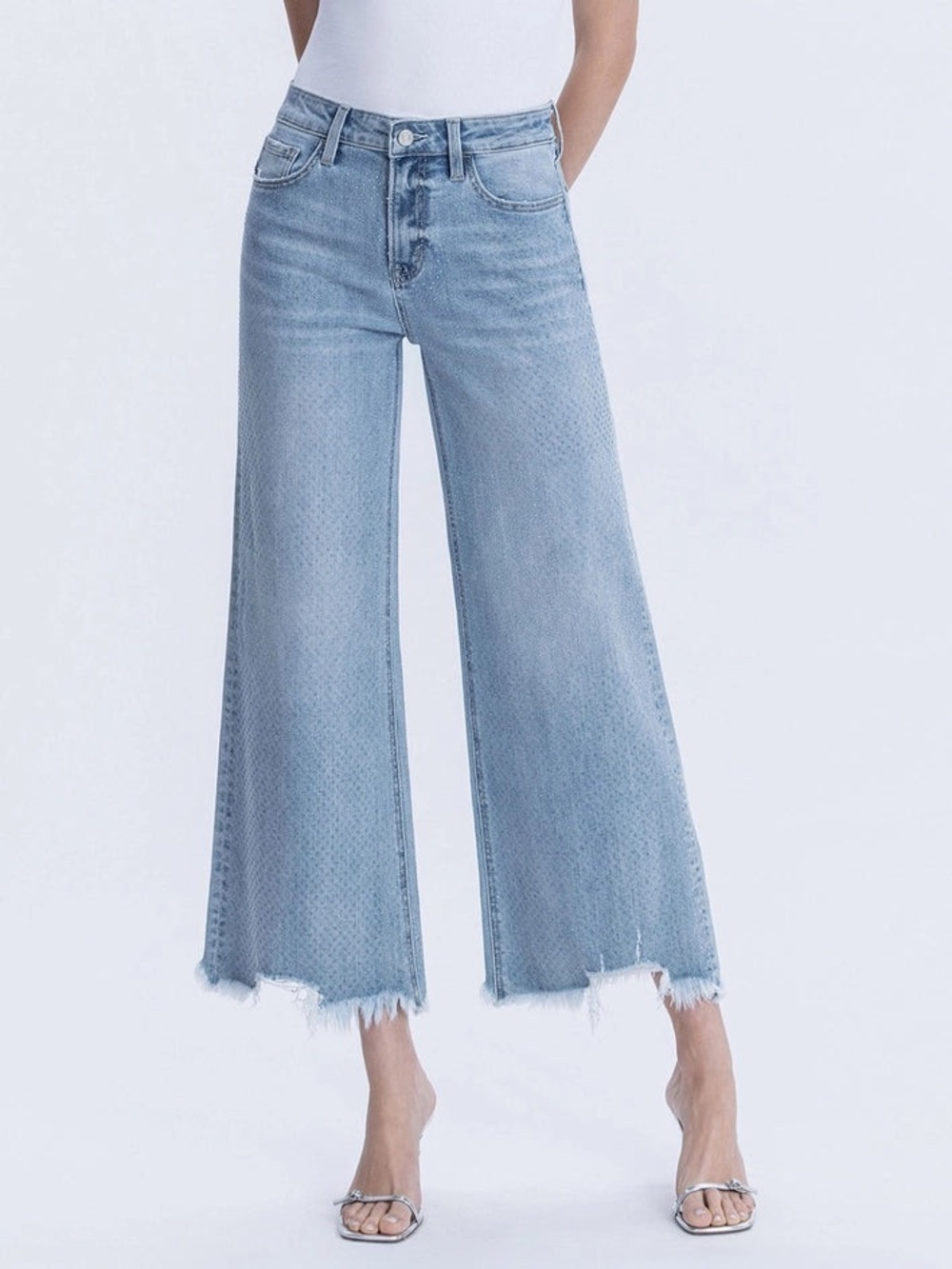 Lovervet High-Rise Embellished Rhinestone Wide Leg Jeans